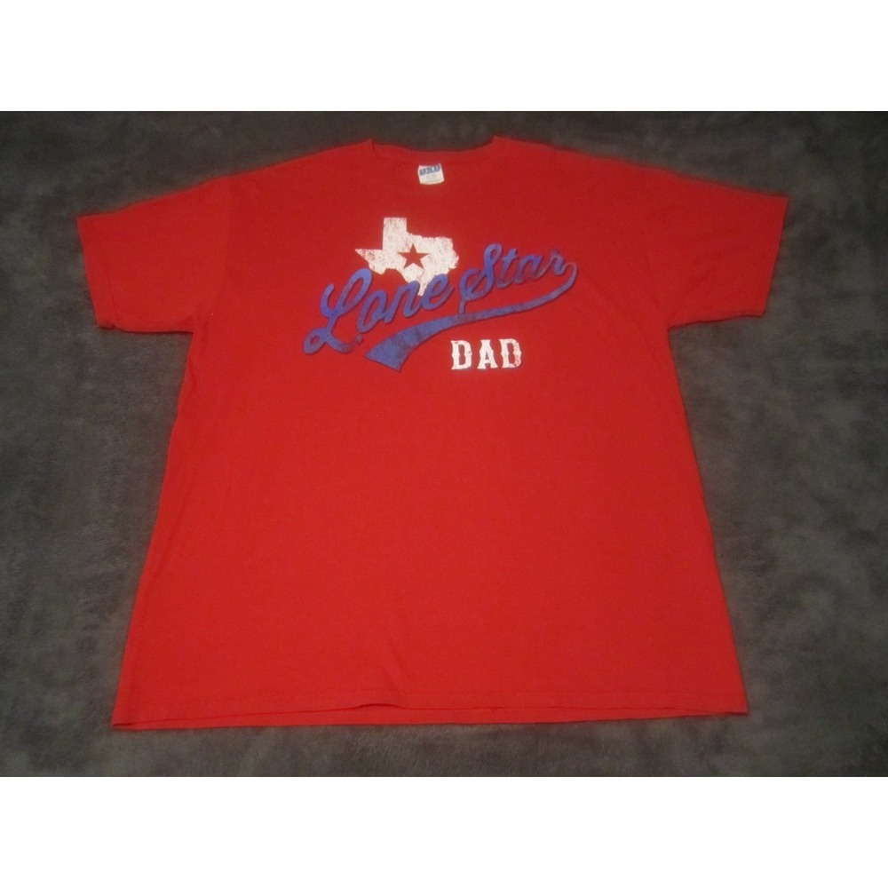 Lone Star Dad Shirt Mens XL Red Graphic Print Short Sleeve Crew Neck
